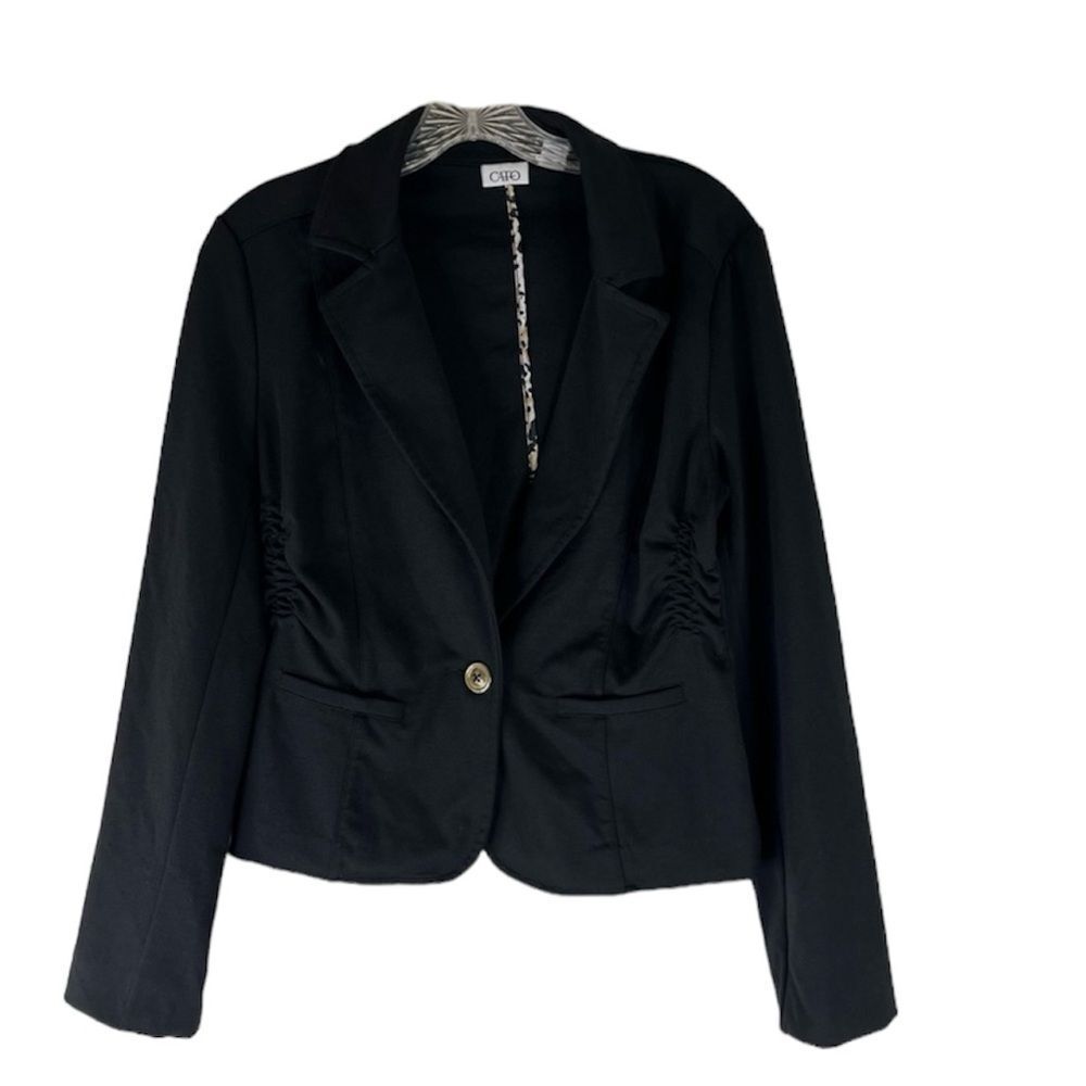 Cato Blazer Women’s Black Notched Lapel One Button Business Casual Jacket Small
